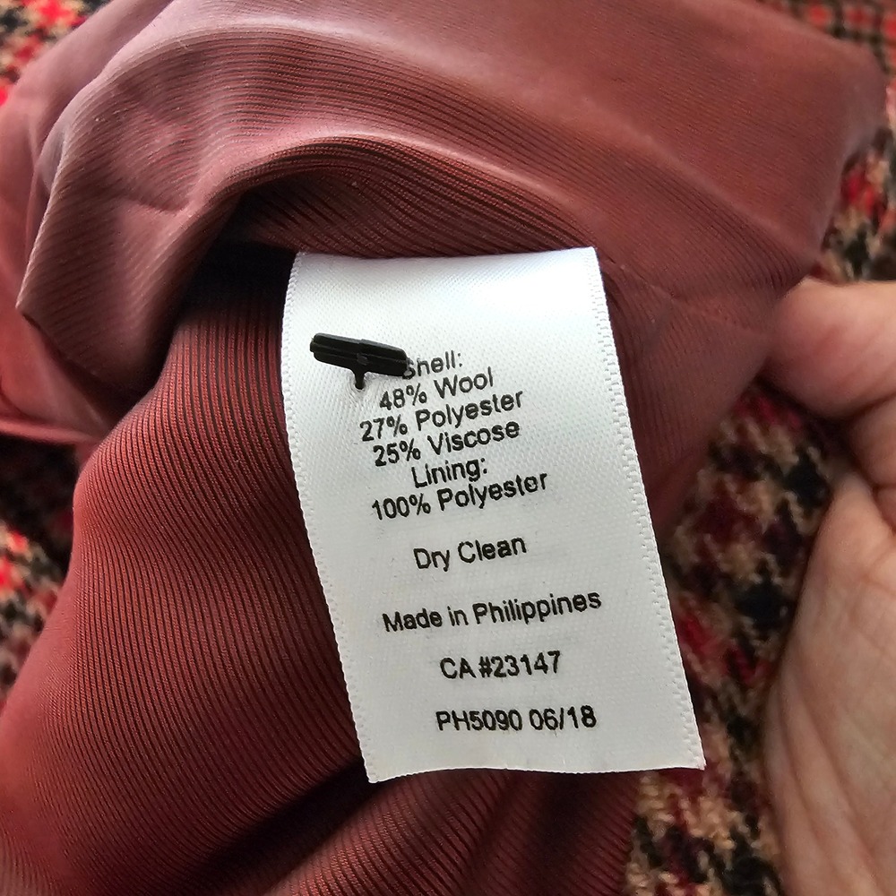 Talbots Aberdeen Blazer 20W Red Houndstooth Plaid Wool Blend Academia Career - Picture 10 of 11